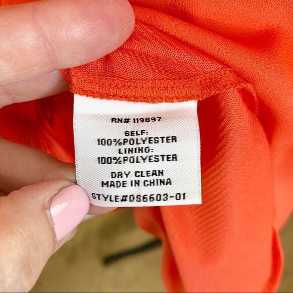 NWT Eclair‎ Orange Chiffon Halter-style Sleeveless Waterfall Cocktail Dress Sz M - Picture 13 of 13